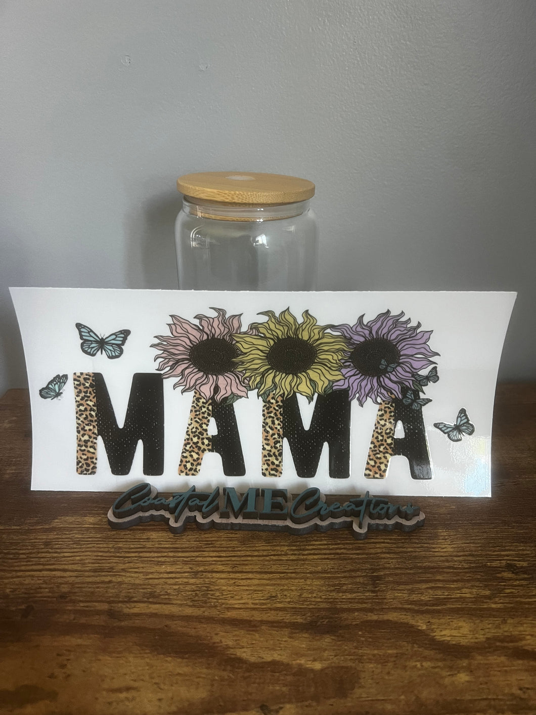 Leopard Mama sunflower - 16oz Glass Can
