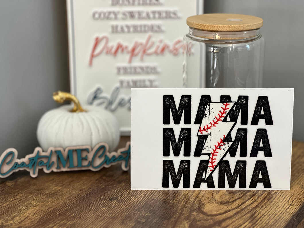 Mama baseball bolt - 16oz Glass Can