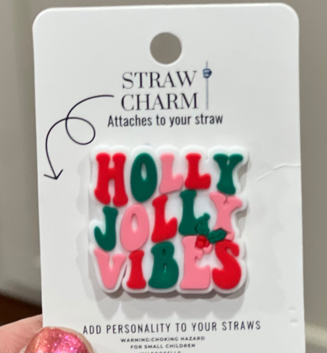 Holly Jolly Vibes Straw Charm