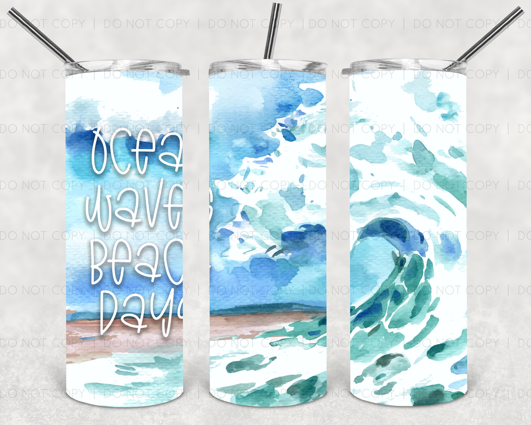 Ocean waves beach days - tumbler