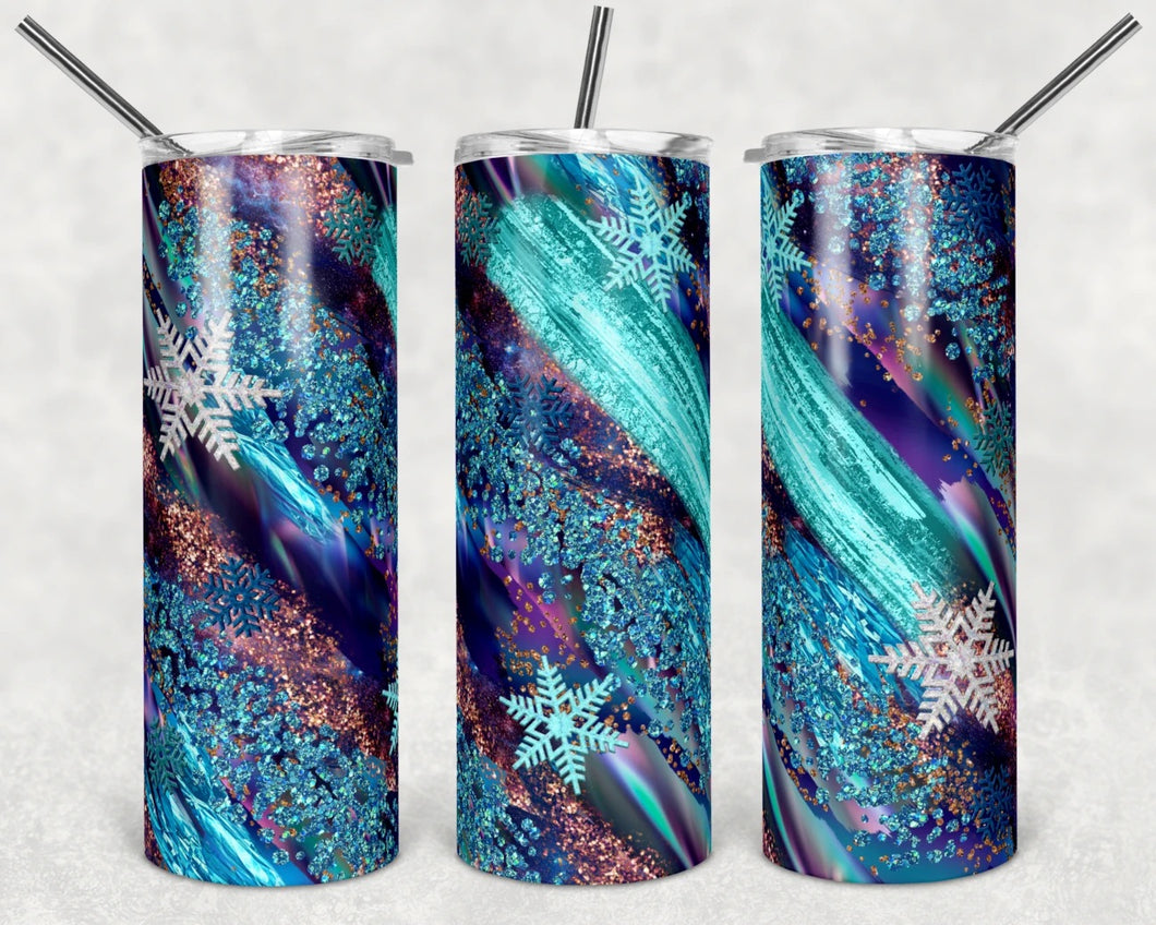 Blue purple milky way snowflakes