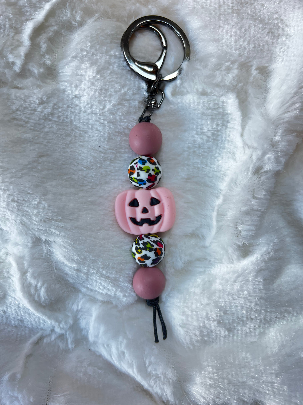 Pink pumpkin keychain