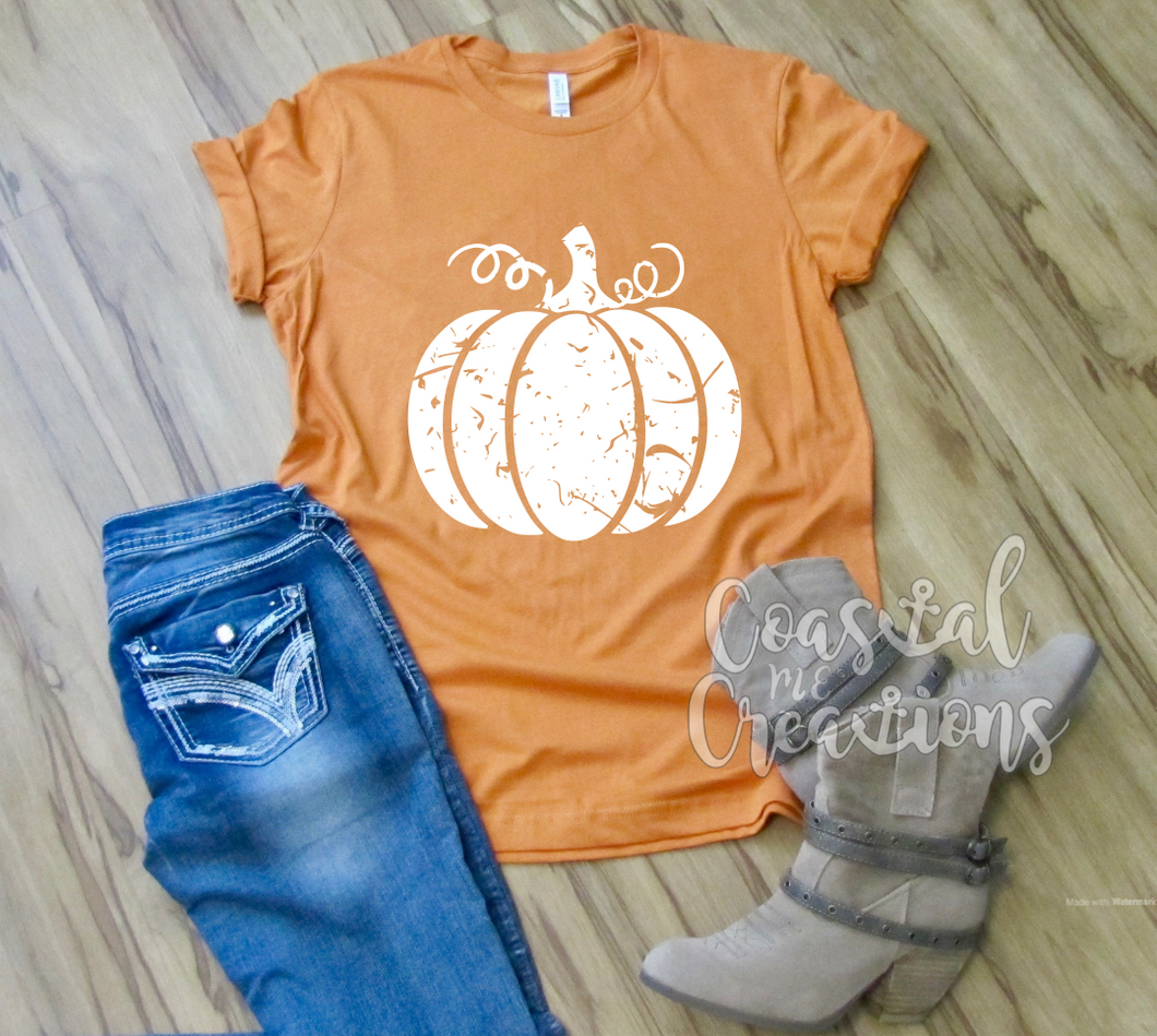 Distressed white Pumpkin with swirls