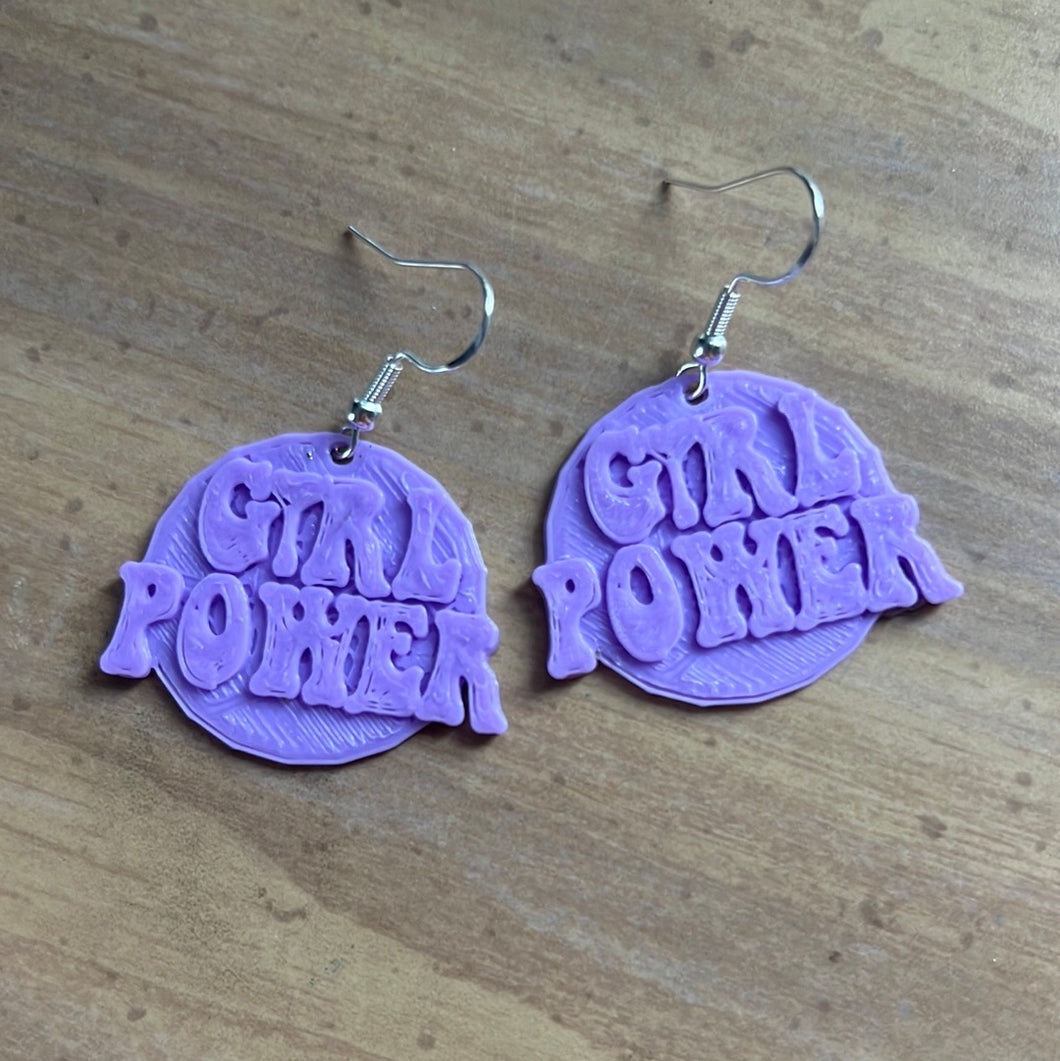 Purple girl power earrings